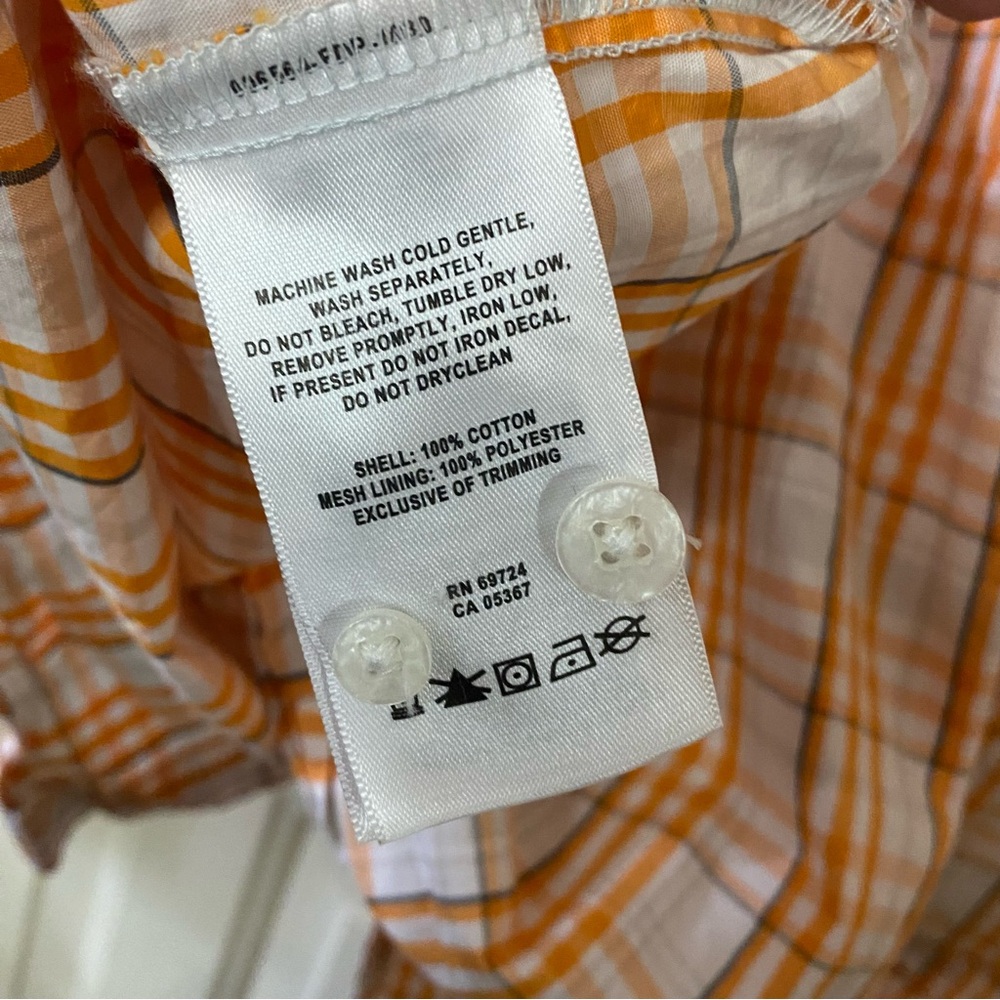 Columbia PFG Tennessee Volunteers Mens XL Plaid Polo Fishing Orange White - Picture 10 of 12
